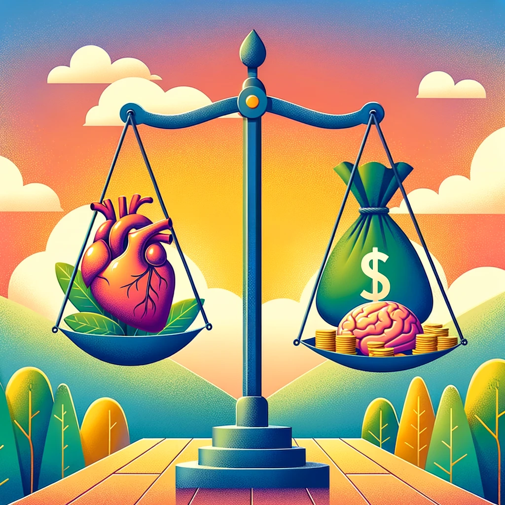 the concept of financial wellness as an integral part of overall well-being, depicting the balance between physical health, mental health, and financial health.